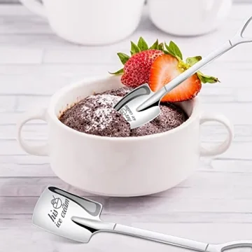 PRSTENLY Gifts for Him Her, 2 Pcs His and Hers Ice Cream Spoons Boyfriend Girlfriend Couples Gift Ideas, Anniversary Engagement Birthday Valentines Gifts for Him Her Husband Wife Couple