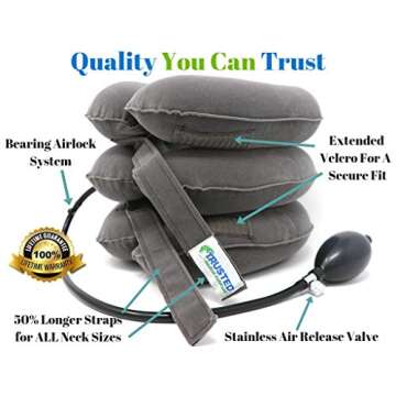 Trusted Cervical Neck Traction Device - One Size Fits All Necks - US Owned Registered - Relief for Chronic Neck & Shoulder Alignment Pain - Inflatable Neck Stretcher Collar for Home Relief