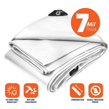 Tarpco Safety Heavy Duty 7 Mil Tarp Cover - Waterproof, UV Resistant, Durable