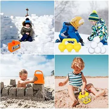 CWLAKON Snow Toys Kit, Snowball Maker Tools, Winter Toys Snow Fort Building Brick, Snowman, Snow Penguin Maker, Large Love Heart Snow Ball Clip for Kids Adults Snow Ball Fights, Winter Outdoor Games