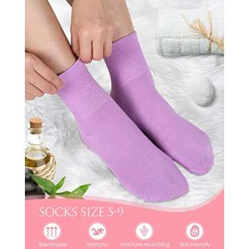 Foaincore 30 Pairs Women Crew Socks Solid Color Cotton Socks for Women Size 9-11 Comfortable Athletic Accessory(Multicolor,Classic)