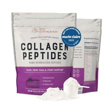 Live Conscious Collagen Peptides Powder - Hair, Skin, Nail, and Joint Support - Type I & III Collagen - Naturally-Sourced Hydrolyzed Protein - 16oz (2-Pack)