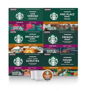 Starbucks K-Cup Coffee Pods, Medium And Dark Roast Coffee Variety Pack for Keurig Brewers, 100% Arab...