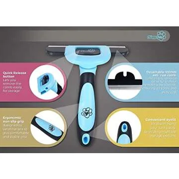 Chirpy Pets Pet Grooming Brush for Shedding, Long & Short Hair, Reduces Shedding by More Than 95%, Professional Deshedding Tool for Dog & Cat, Black