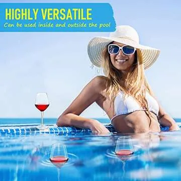 Floating Wine Glasses for Pool with Charms Tags, Shatterproof Poolside Wine Glasses, Floating Cup With Stem, Drinking Glasses for Pool, Unbreakable Wine Cup & BPA-free (16 Oz, Set of 2)