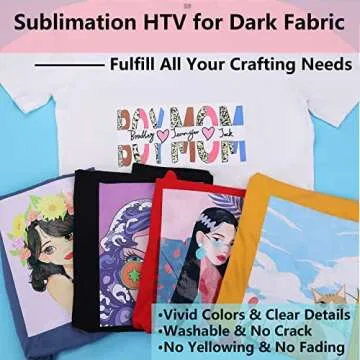 HTVRONT Sublimation Vinyl for Dark/Light Fabric - 12" X 20FT Sublimation HTV Glossy - Sublimation Bl...