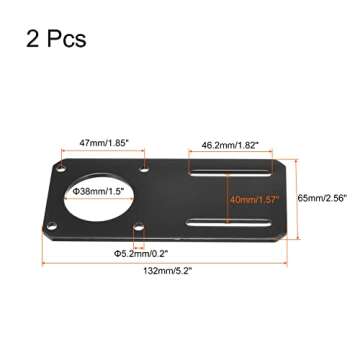 MECCANIXITY Motor Bracket Motor Mounting Holder 132x65mm Black for NEMA 23 Stepper Motor 2pcs