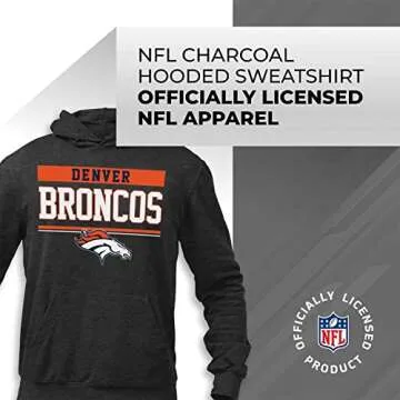 Team Fan Apparel NFL Adult Gameday Charcoal Hooded Sweatshirt - Cotton & Polyester - Stay Warm & Represent Your Team in Style (Denver Broncos - Charcoal, Large)
