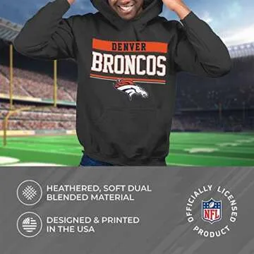 Team Fan Apparel NFL Adult Gameday Charcoal Hooded Sweatshirt - Cotton & Polyester - Stay Warm & Represent Your Team in Style (Denver Broncos - Charcoal, Large)