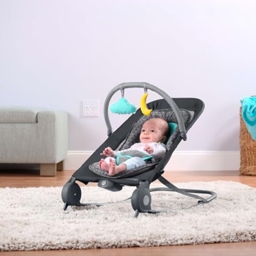 Summer Infant 2-in-1 Bouncer & Rocker Duo (Gray and Teal) Convenient and Portable Rocker and Bouncer for Babies Includes Soft Toys and Soothing Vibrations