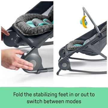 Summer Infant 2-in-1 Bouncer & Rocker Duo (Gray and Teal) Convenient and Portable Rocker and Bouncer for Babies Includes Soft Toys and Soothing Vibrations