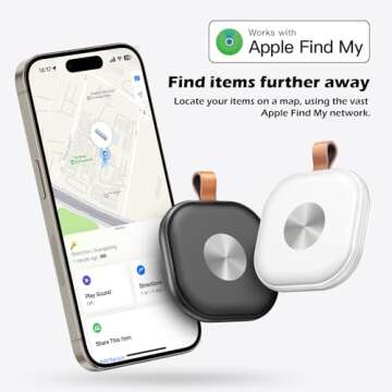 Smart Bluetooth Tracker,Key Finder,Item Locator Works with Apple Find My (iOS Only),Tracking Tag for Luggage,Keys,Bags,Wallets, Anti-Lost Without Monthly fees,Replaceable Battery(Black,1-Pack)
