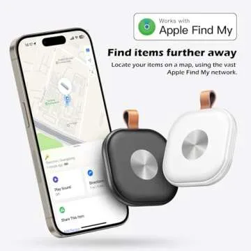 Smart Bluetooth Tracker,Key Finder,Item Locator Works with Apple Find My (iOS Only),Tracking Tag for Luggage,Keys,Bags,Wallets, Anti-Lost Without Monthly fees,Replaceable Battery(Black,1-Pack)