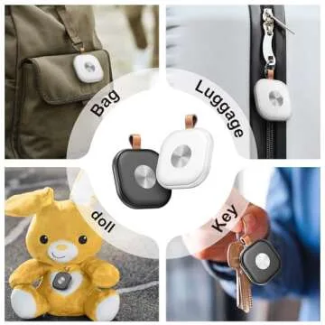 Smart Bluetooth Tracker,Key Finder,Item Locator Works with Apple Find My (iOS Only),Tracking Tag for Luggage,Keys,Bags,Wallets, Anti-Lost Without Monthly fees,Replaceable Battery(Black,1-Pack)
