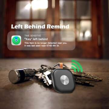 Smart Bluetooth Tracker,Key Finder,Item Locator Works with Apple Find My (iOS Only),Tracking Tag for Luggage,Keys,Bags,Wallets, Anti-Lost Without Monthly fees,Replaceable Battery(Black,1-Pack)