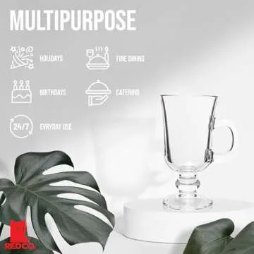 Red Co. Original Footed Clear Glass Irish Coffee Mug, Set of 6-7.75 Ounce