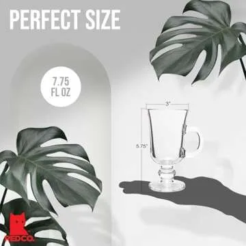 Red Co. Original Footed Clear Glass Irish Coffee Mug, Set of 6-7.75 Ounce