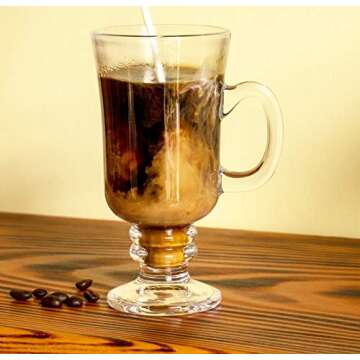 Red Co. Original Footed Clear Glass Irish Coffee Mug, Set of 6-7.75 Ounce