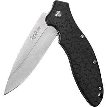 Kershaw Oso Sweet EDC Pocketknife, 3" 8Cr13MoV Steel Drop Point Blade, Assisted Folder Opening with Flipper, Liner Lock System, Black