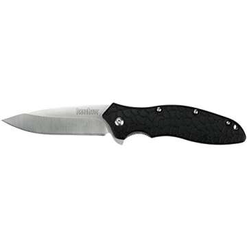 Kershaw Oso Sweet EDC Pocketknife, 3" 8Cr13MoV Steel Drop Point Blade, Assisted Folder Opening with Flipper, Liner Lock System, Black