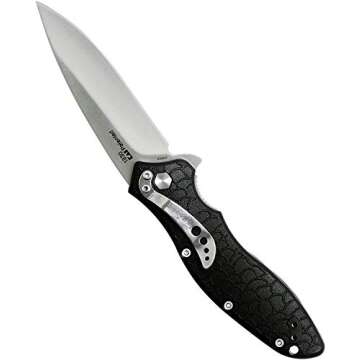 Kershaw Oso Sweet EDC Pocketknife, 3" 8Cr13MoV Steel Drop Point Blade, Assisted Folder Opening with Flipper, Liner Lock System, Black