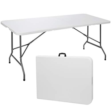 6FT Heavy Duty Folding Table - Portable Indoor Outdoor Picnic Camping