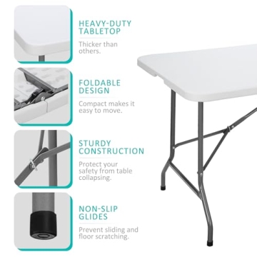 Heavy Duty 6FT Folding Table for Indoor Outdoor Use