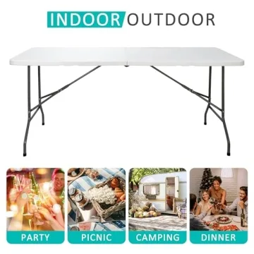 Heavy Duty 6FT Folding Table for Indoor Outdoor Use