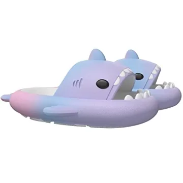 ChayChax Boys Girl Cloud Shark Slides Non-Slip Novelty Open Toe Sandals Extremely Comfy Cushioned Thick Sole Cute Cartoon Shower Slippers Indoor & Outdoor,Rainbow,8-9 Little Kid