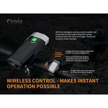 Fenix BC30 v2.0 Bicycle Light, 2200 Lumen Dual Beam with Wireless Remote and LumenTac Organizer (Batteries Not Included)