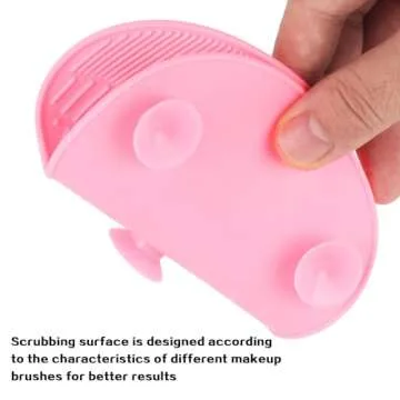 QBXMY7 2 Pcs Silicone Make Up Brush Cleaning Mat, Cosmetic Cleaning Pads,Makeup Brush Cleaner Mats, Portable Washing Tool with Suction Cup for Makeup Cosmetic Brushes-green/pink