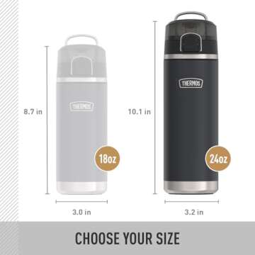THERMOS ICON SERIES Stainless Steel Water Bottle with Spout - 24 Ounce, Snow - Vacuum Insulated Water Bottle with Lid