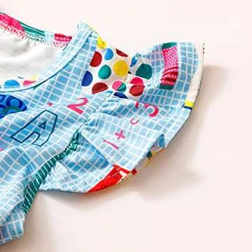 JONGOS Toddler Girls Back to School Pencil Dress Causal Flutter Sleeve Ruffle Bottom Dress Summer Clothes 6-7Y