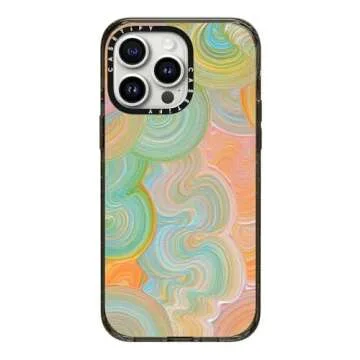 CASETiFY Impact Case for iPhone 15 Pro Max [4X Military Grade Drop Tested / 8.2ft Drop Protection] - Paint Prints - Solar - Clear Black