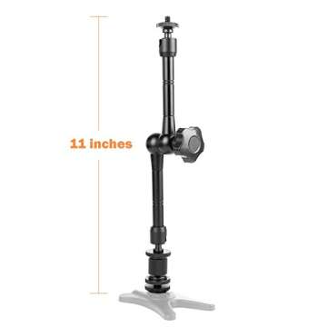 ChromLives 11'' Magic Arm, Articulating Magic Friction Arm Adjustable w/Hot Shoe Mount 1/4'' Tripod ...