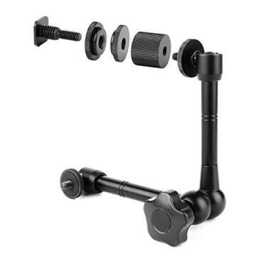 ChromLives 11'' Magic Arm, Articulating Magic Friction Arm Adjustable w/Hot Shoe Mount 1/4'' Tripod Screw Compatible with DSLR Camera Rig/LCD/DV Monitor/LED Lights/Flash Light/Microphone/DJI Osmo
