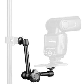 ChromLives 11'' Magic Arm, Articulating Magic Friction Arm Adjustable w/Hot Shoe Mount 1/4'' Tripod Screw Compatible with DSLR Camera Rig/LCD/DV Monitor/LED Lights/Flash Light/Microphone/DJI Osmo