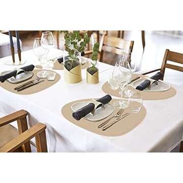 Faux Leather Placemats Set of 2 and Coasters, Heat Resistant Placemats for Dining Table, Waterproof ...