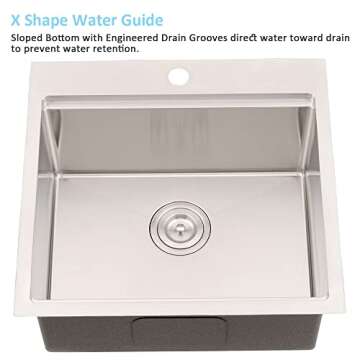Bar Sink Drop In Workstation-Bokaiya 21x20 Small Kitchen Sink Outdoor Rv Drop In Sink 16 Gauge Stainless Steel Single Bowl Wet Bar Sink with Cutting Board