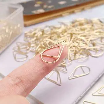 250 Pieces Gold Cute Paper Clips Teardrop Stainless Steel Drop-Shaped Paper Clips for Office School Supplies Wedding Invitations Crafts Scrapbooking Bookmarks Women Planners (1 inch) by DEEDYGO