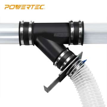 POWERTEC 2-1/2 Inch Y Fitting for 2 1/2 Inch Dust Collection Hose, 2 1/2 Inch Dust Collection Hose Connector Fittings for Dust Collection System, 1 pack (70179)