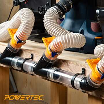 POWERTEC 2-1/2 Inch Y Fitting for 2 1/2 Inch Dust Collection Hose, 2 1/2 Inch Dust Collection Hose Connector Fittings for Dust Collection System, 1 pack (70179)