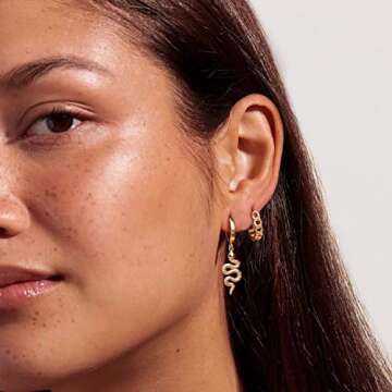 FETTERO Gold Huggie Hoop Earrings for Women Gold Plated Dainty Hypoallergenic Earrings Twist Link Hoops Simple Minimalist Earring Jewelry for Women