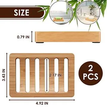 2Pcs Bamboo Soap Dish Set – Stylish Eco-Friendly Holder for Shower and Kitchen