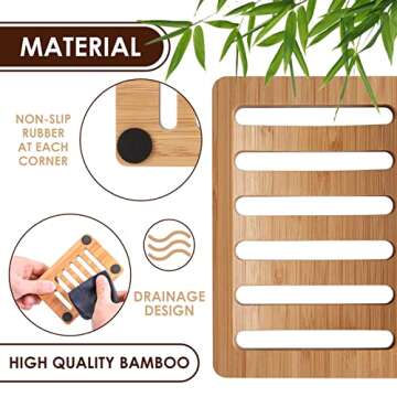 Durable Bamboo Soap Dish Set - Eco-Friendly Home Essential