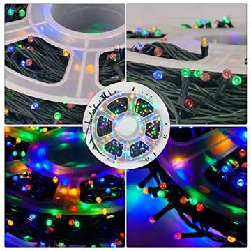 FUNPENY 164FT 500 LED Christmas Indoor Outdoor Decorative String Lights, 8 Modes Waterproof Green Wi...