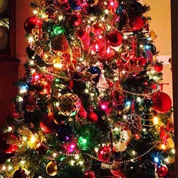 FUNPENY 164FT 500 LED Christmas Indoor Outdoor Decorative String Lights, 8 Modes Waterproof Green Wire LED Fairy Light for Xmas Party Wedding Garden Home Decoration (Multi-Colored)