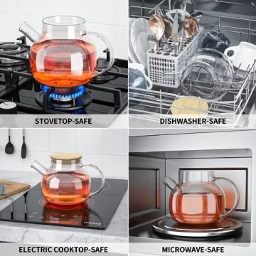 Copperteau Glass Teapot with Bamboo Lid and Filter