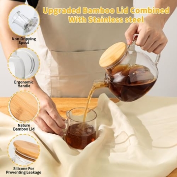 Copperteau Glass Teapot with Bamboo Lid and Filter