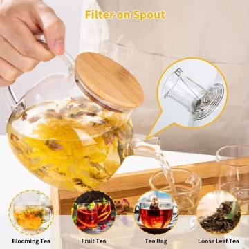 Copperteau Glass Teapot with Bamboo Lid and Filter